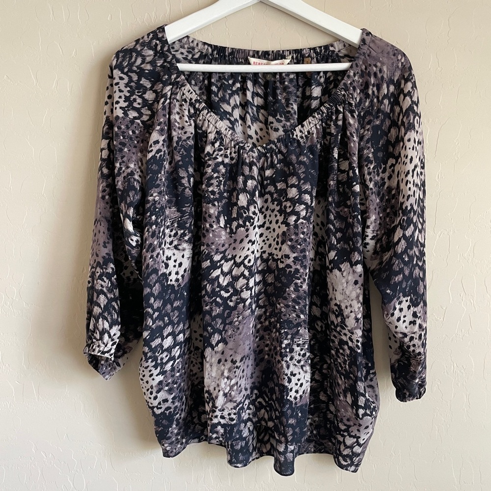 Rebecca Taylor Silk Blouse Animal Print Office Career Top Women’s Size Small